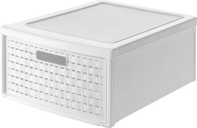 Produktbild von Rotho Schubladenbox Country 19,2 L - Aufbewahrungsbox 45 x 34 x 20 cm - Organizer aus Kunststoff in Rattan-Optik - Schubladen Organizer stapelbar