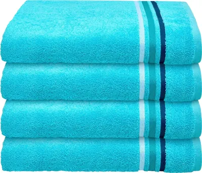 Produktbild von Schiesser Frottier Handtuch Skyline Color im 4er Set | 100% Baumwolle aus nachhaltiger Produktion | saugstark, weich, farbecht | 50x100cm | Türkis