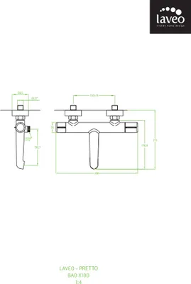 Produktbild von Laveo Badewannenarmatur Chrom Wandmontage ohne Duschset Eingriffarmatur Keramikkartusche Ausladung 199mm Höhe 64mm