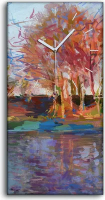 Produktbild von Dekor Leinwand Uhr Wandbilder 30x60 Malerei Abstrakte Wald Bäume See Natur - weiße Hände