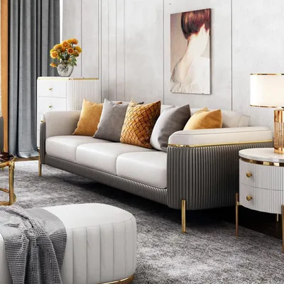 Produktbild von Sofa 3 Sitzer Wohnlandschaft Sofas Couch Polster Garnitur Stoff Leder Modern