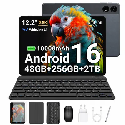 Imagen del producto de Tableta Android T60, pantalla de 12,2" con resolución 2.5K, 48 GB de RAM + 256 GB de almacenamiento interno + expansión de hasta 2 TB mediante tarjeta TF, procesador Octa-Core, batería de 10.000 mAh e inteligencia artificial Gemini