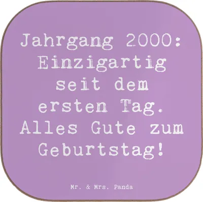 Produktbild von Mr. & Mrs. Panda Untersetzer Tasse Spruch 2000 Geburtstag - Lavendeltraum - Geschenk, Glückwünsche, gläseruntersetzer, Alter, Geburtstagsgeschenk, Holzuntersetzer, Tassen