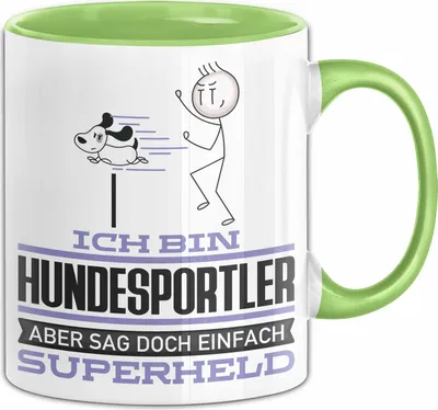 Produktbild von Hundesportler Geschenk Tasse Ich Bin Hundesportler Aber Sag Doch Einfach Superheld Lustige Geschenkdiee für Hundesportler Kaffee-Becher (Grün)