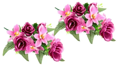 Immagine prodotto di Composizione floreale artificiale con rose e gigli decorativi. Composizione floreale artificiale, rosa, fiore artificiale