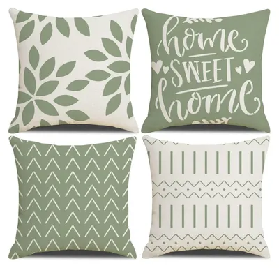 Obrázok produktu pre Poťahy na vankúše 60 x 60 cm, svetlozelené, štvorcové, 4 kusy, vyrobené z ľanu, vhodné na vonkajšie použitie
