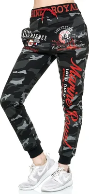 Produktbild von Damen Jogginghose | 100 % Baumwolle | Marine 512  Antra/Rot Camo L