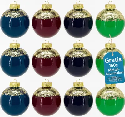 Produktbild von Weihnachtskugeln 12er Set Plastik Christbaumkugeln Christbaumschmuck Kugeln K628