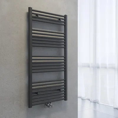 Obrázok produktu pre SONNI Radiátor na uteráky, sušič uterákov, 1200 x 600 mm, antracitová farba, vykurovanie teplou vodou, bez vykurovacieho telesa