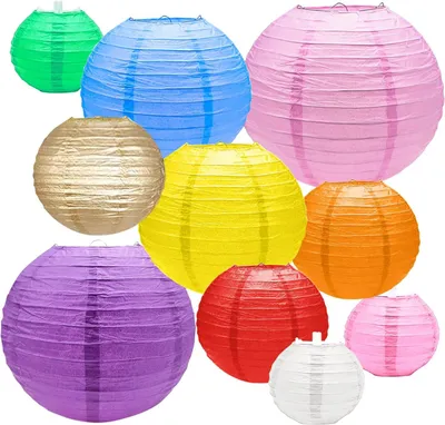 Produktbild von Laternen Set 20 Stück, Bunte Papierlaternen, 4" 6" 8" 10", für Feier, Garten Dekoration
