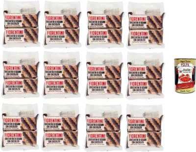 Produktbild von Fiorentini Croccantini di Sesamo con Cioccolato Sesam-Crunchies mit Schokolade 12x 120gr + Italian Gourmet polpa 400g