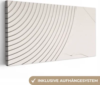 Produktbild von MuchoWow® - Leinwandbilder - Kunst - Weiß - Linien - Abstrakt, Wandbild, Wanddeko Bilder Wohnzimmer, 80x40 cm