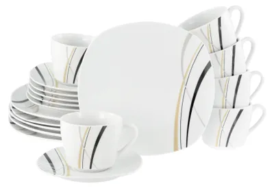Obrázok produktu pre CreaTable, 24028, Square City Line, Kaffeeservice 18-tlg, Porzellan