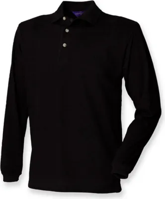 Immagine prodotto di Henbury H105 | Polo classica a maniche lunghe da uomo in piqué - WRAP - Colore: Nero - Taglia: XXL