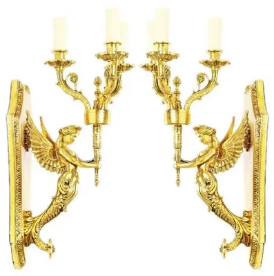 Produktbild von Casa Padrino Barock Wandkerzenhalter Set Gold 20 x 20 x H. 50 cm - Barock Deko Accessoires