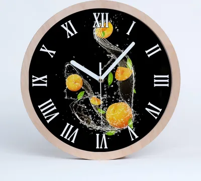 Produktbild von Holzuhr 25fi cm wanduhr - weiße Spitzen - Aprikosen und Wasser