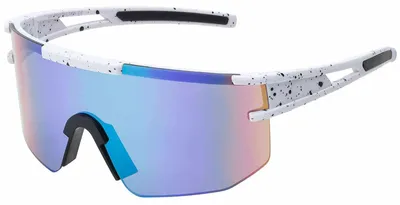 Produktbild von Polarisierte Sport Sonnenbrille – Shield-Glas, UV400 Schutz, Fahrradbrille Weiß/Grün, Blau