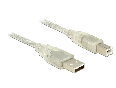 Produktbild von Delock - USB-Kabel - USB Typ B (M) zu USB (M) - USB 2.0 - 5 m - durchsichtig