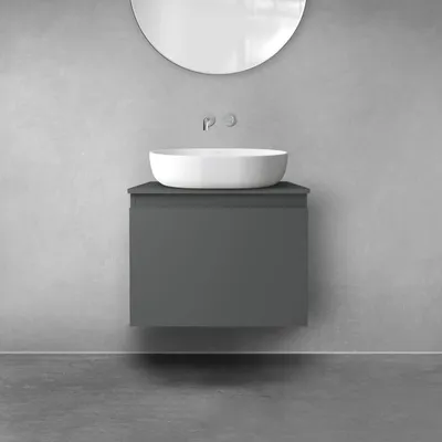 Immagine prodotto di Set di mobili da bagno OLTENS, composto da 2 elementi: un mobile sottolavabo con 1 cassetto e una mensola a consolle di 60 x 48,6 cm