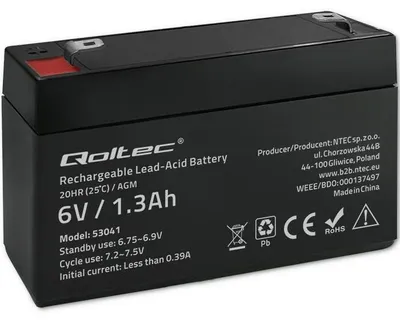 Obrázek produktu pro Qoltec 53041, AGM (Absorbed Glass Mat), 1,3 Ah, 7,5 V, 19,5 A, Motocykl, Nenáročné na údržbu