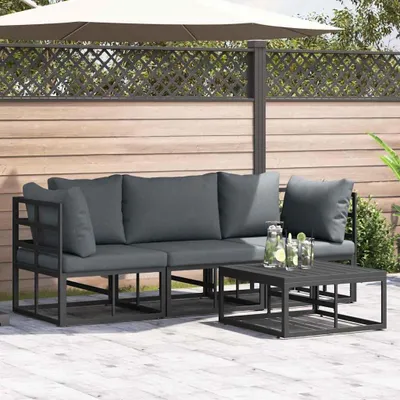 Produktbild von Möbel Garten-Sofa-Set 4 pcs Schwarz 70 x 70 x 32 cm Aluminium - Gartenmöbelgarnituren 3378841