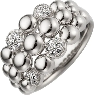 Produktbild von Ring aus 585 Gold Weißgold mit 28 Diamanten Brillanten 0,15ct TW/SI Fingerring Innenumfang 54mm  Ø17.2mm