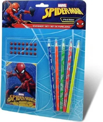 Produktbild von Spider-Man Schreibset für Kinder – 5 Stifte & Notizblock