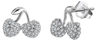 Produktbild von Cherrylight – 925 Silber Ohrstecker mit Zirkonia-Kirschen, vergoldet oder silberfarben – Silber