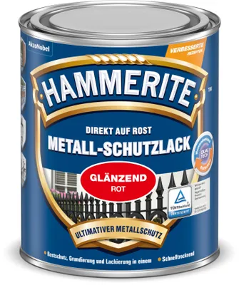 Produktbild von Hammerite Metallschutzlack Glänzend, 3in1 Rostschutzlack für Metall, Rot, 750 ml