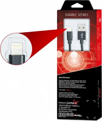 Image de ATX Câble de charge Câble de données Câble de charge rapide Lighning 2 mètres en noir CE pour iPhone iPhone 5 / 5S / SE / 5C / iPhone 6 / 6S iPhone 6 Plus / 6S Plus / iPhone 7 / 7 Plus / iPhone 8 / 8 Plus iPhone X