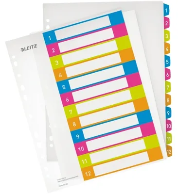 Obrázek produktu pro Esselte 1244-00-00, Numerické indexové štítky, Polypropylen (PP), Vícebarevný, Portrét, A4 Maxi, 0.3 mm