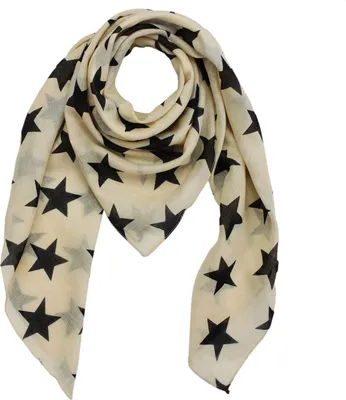 Produktbild von Baumwollhalstuch – Sterne 8 cm, beige – schwarz – quadratisches Halstuch