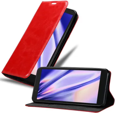 Produktbild von Cadorabo Hülle für Alcatel 1C 2019 Schutz Hülle in Rot Handyhülle Etui Case Cover Magnetverschluss