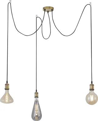 Produktbild von LeuchtenDirekt Pendelleuchte Messing max. 3 x 60W E27 ohne Leuchtmittel kürzbar