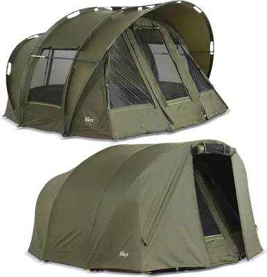 Produktbild von Lucx Leopard Bivvy Angelzelt für 1–3 Mann – wasserdichtes Karpfenzelt mit Überwurf (Winterskin), herausnehmbarer Bodenplane mit Reißverschluss & 10.000 mm Wassersäule