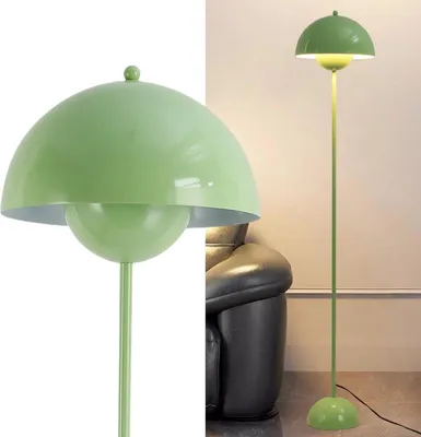 Immagine prodotto di Lampada da terra dal design nordico con ispirazione "vaso di fiori" verde e base parabolica, attacco E27 per soggiorno, sala da pranzo, camera da letto