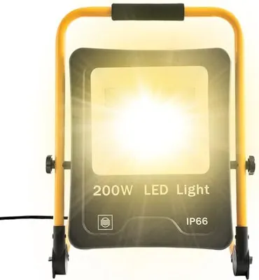 Obrázek produktu pro JOIEYOU LED pracovní světlo 200W stavební reflektor IP66 pracovní světlo s 3m kabelem a skládacím stojanem LED reflektor reflektor pro vnitřní/venkovní použití, teplá bílá