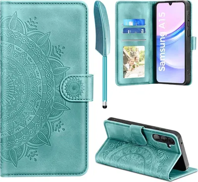 Image de Housse en cuir pour Samsung Galaxy A15 5G/4G Flip Wallet Vert