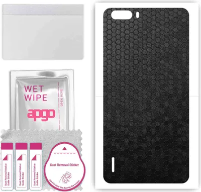 Produktbild von apgo Rückseite Schutzfolie, Skin, kompatibel mit Honor 6 Plus, Hinten Displayschutzfolie aus Vinylfolie, kratzfest, einfache Montage - Schwarze Honigwabe