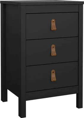 Immagine prodotto di Dmora Comodino Lombardia 38.4x43.8x70.1h cm Nero, 3 Cassetti Apertura Scorrevole