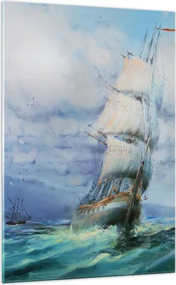 Produktbild von Bilder auf glas - Einteilig - Meer Segelschiff - 70x100cm - Glasbilder - Wandbilder - Bilder - zum Aufhängen bereit - Wanddekoration aus Glas - Glas Bilder - Wandbild auf Glas - GPA70x100-3782