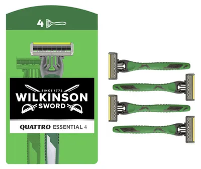 Immagine prodotto di QUATTRO ESSENTIAL, 4 rasoi usa e getta, confezione da 4