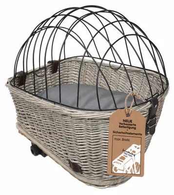 Produktbild von UNUS Hundekorb Fahrrad für hinten oval mit Gitter grau