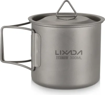 Produktbild von Ultraleichter Titanbecher, tragbarer Wasserbecher fuer den Aussenbereich, fuer Camping und Picknick mit faltbarem Griff, 300 ml / 350 ml / 450 ml / 550 ml / 650 ml / 750 ml