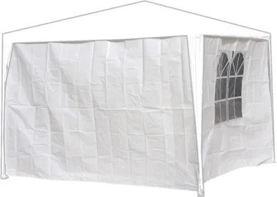 Produktbild von Pavillon Seitenteile Gartenzelt 3 x 2m weiß PE 2Stück 1x Doppelfenster