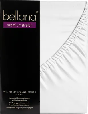 Produktbild von Bellana premiumstretch - Edel-Elastic-Jersey Spannbetttuch  180-200 x 200-220 cm weiß 165g/m², 95% gekämmte Mako Baumwolle, 5% Elasthan