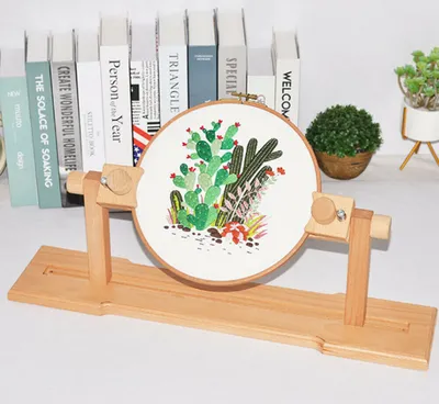 Produktbild von Stickrahmen Stickerei Ständer Stickständer Hoop Holz Kreuzstich Ständer 360° Drehung Runde Embroidery Rahmen