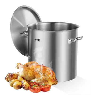 Zdjęcie produktu dla VEVOR garnek do zupy ze stali nierdzewnej 50,1 l garnek do gotowania o dużej pojemności, garnek do zupy z pokrywką i uchwytem, garnek do zupy o jakości handlowej, obróbka piaskowania