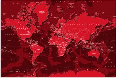 Produktbild von MuchoWow® Poster Weltkarte - Stabil - Rot 120x80 cm - Bilder