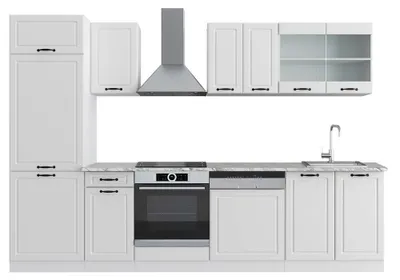 Produktbild von Küchenzeile Vicco R-Line Weiß Landhaus/Weiß 300 cm , AP Marmor, Model 42998